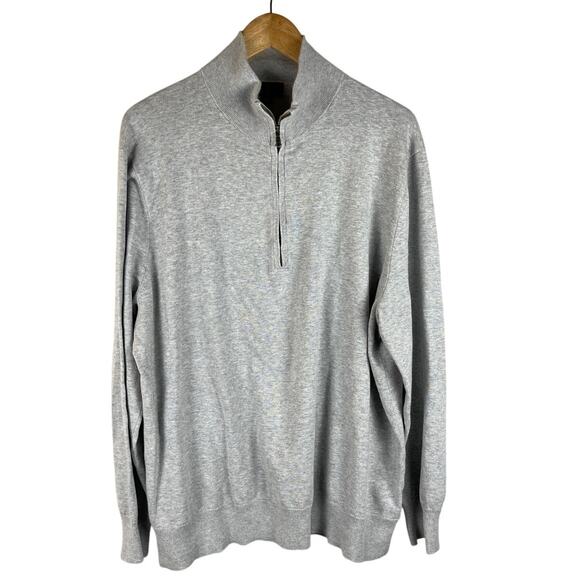 Brooks Brothers Light Gray 1/4‎ Zip Collared Combed Cotton Size XXL - Picture 2 of 9
